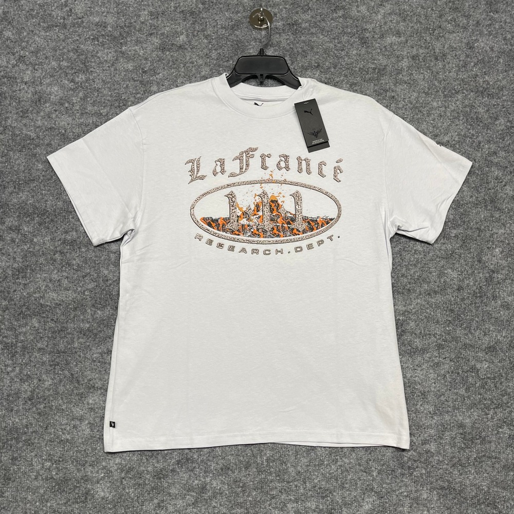 PUMA x LaMelo Ball Shirt Mens Small White Silver Mist LaFrance HEEM Tee Graphic